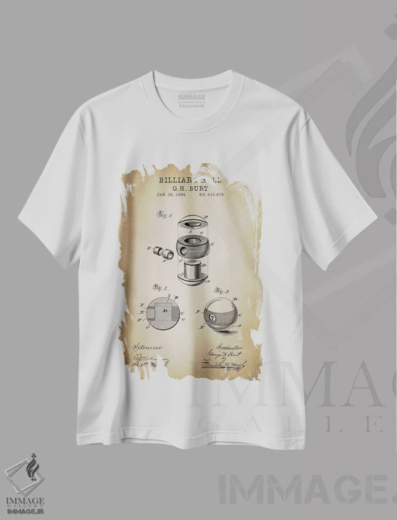 تیشرت سفید طرح دار – تیشرت ورزشی کلاسیک ,بیلیارد V اثر پتنت پرینت استور immage.ir