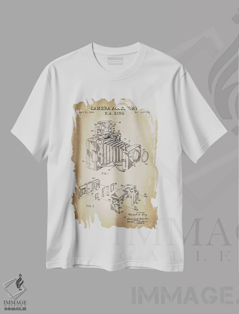 تیشرت سفید طرح دار – تیشرت مدرن ,لوازم جانبی دوربین، بژ اثر پتنت پرینت استور immage.ir
