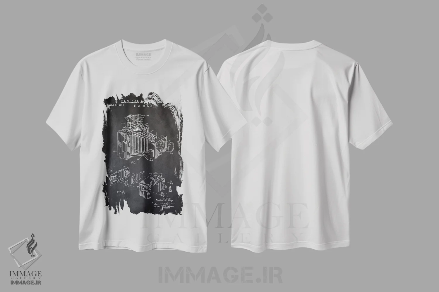 تیشرت سفید طرح دار – تیشرت فنی ,لوازم جانبی دوربین، سیاه اثر پتنت پرینت استور فروشگاه ایماژ