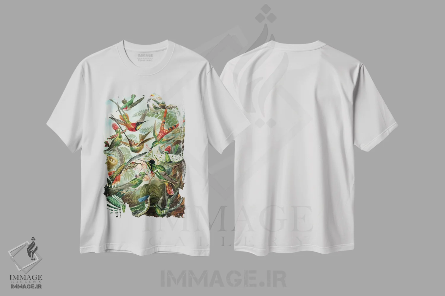 تیشرت سفید طرح دار – تیشرت طبیعت ,مرغ مگس خوارهای هیکل اثر پتنت پرینت استور فروشگاه ایماژ