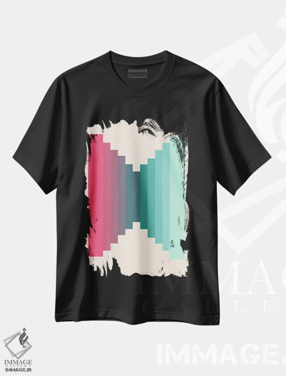 تیشرت مشکی طرح دار – تیشرت مینیمال ,شیب رنگ اثر سوزانا پاز immage.ir