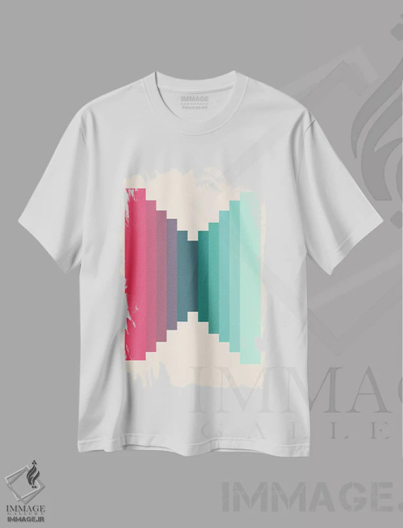 تیشرت سفید طرح دار – تیشرت مینیمال ,شیب رنگ اثر سوزانا پاز فروشگاه ایماژ