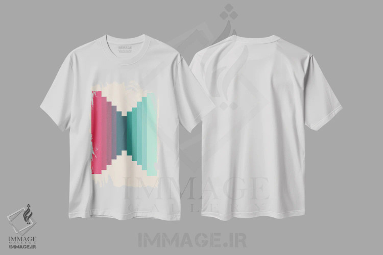 تیشرت سفید طرح دار – تیشرت مینیمال ,شیب رنگ اثر سوزانا پاز فروشگاه ایماژ