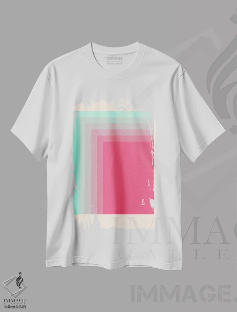 تیشرت سفید طرح دار – تیشرت هنری ,گرادیان اثر سوزانا پاز فروشگاه ایماژ