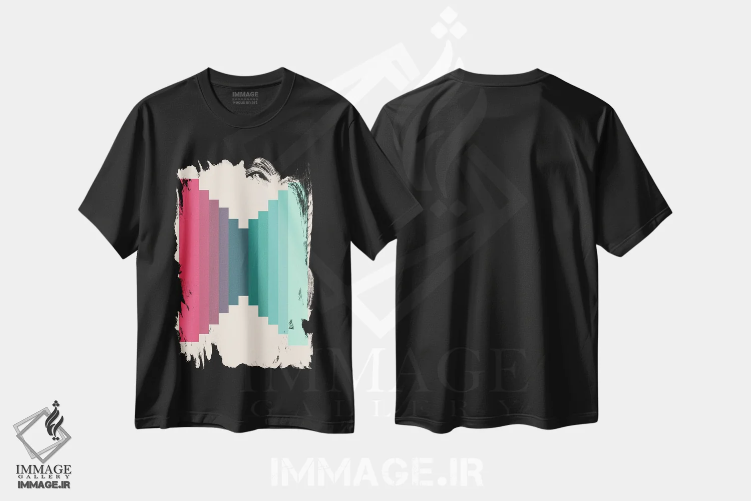 تیشرت مشکی طرح دار – تیشرت مینیمال ,شیب رنگ اثر سوزانا پاز immage.ir