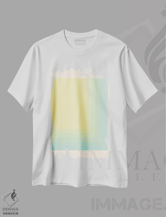 تیشرت سفید طرح دار – تیشرت انتزاعی ,گرادیان اثر سوزانا پاز immage.ir