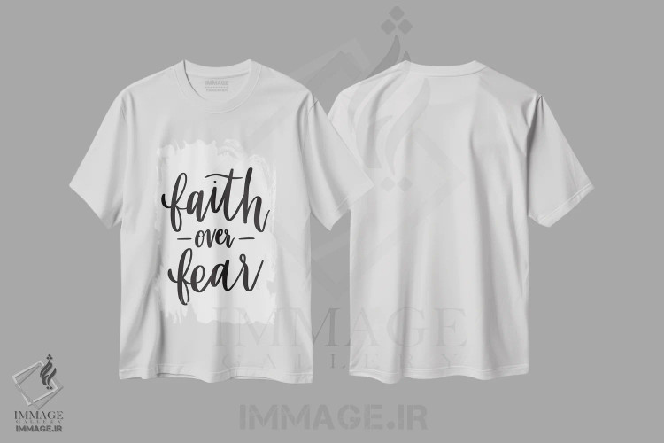 تیشرت سفید طرح دار – تیشرت تایپوگرافی ,ایمان برتر از ترس اثر بریانا کریستی فروشگاه ایماژ