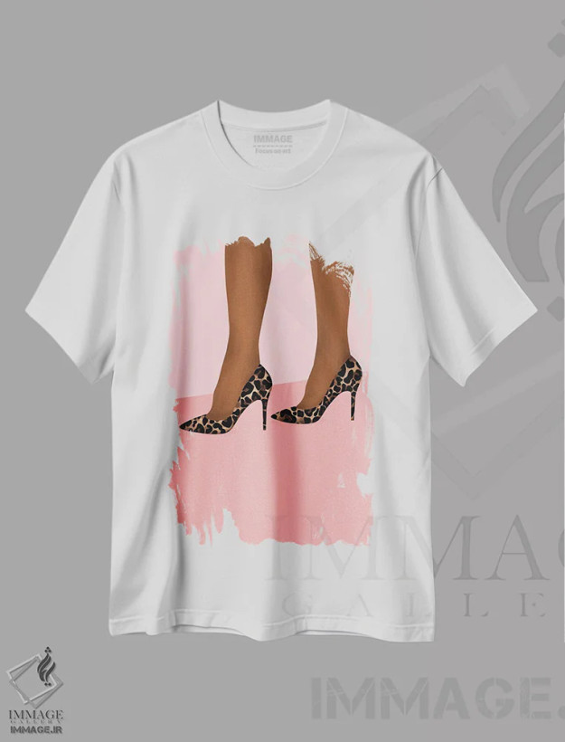 تیشرت سفید طرح دار – تیشرت مد ,فقط پاشنه بلند اثر بریانا کریستی فروشگاه ایماژ