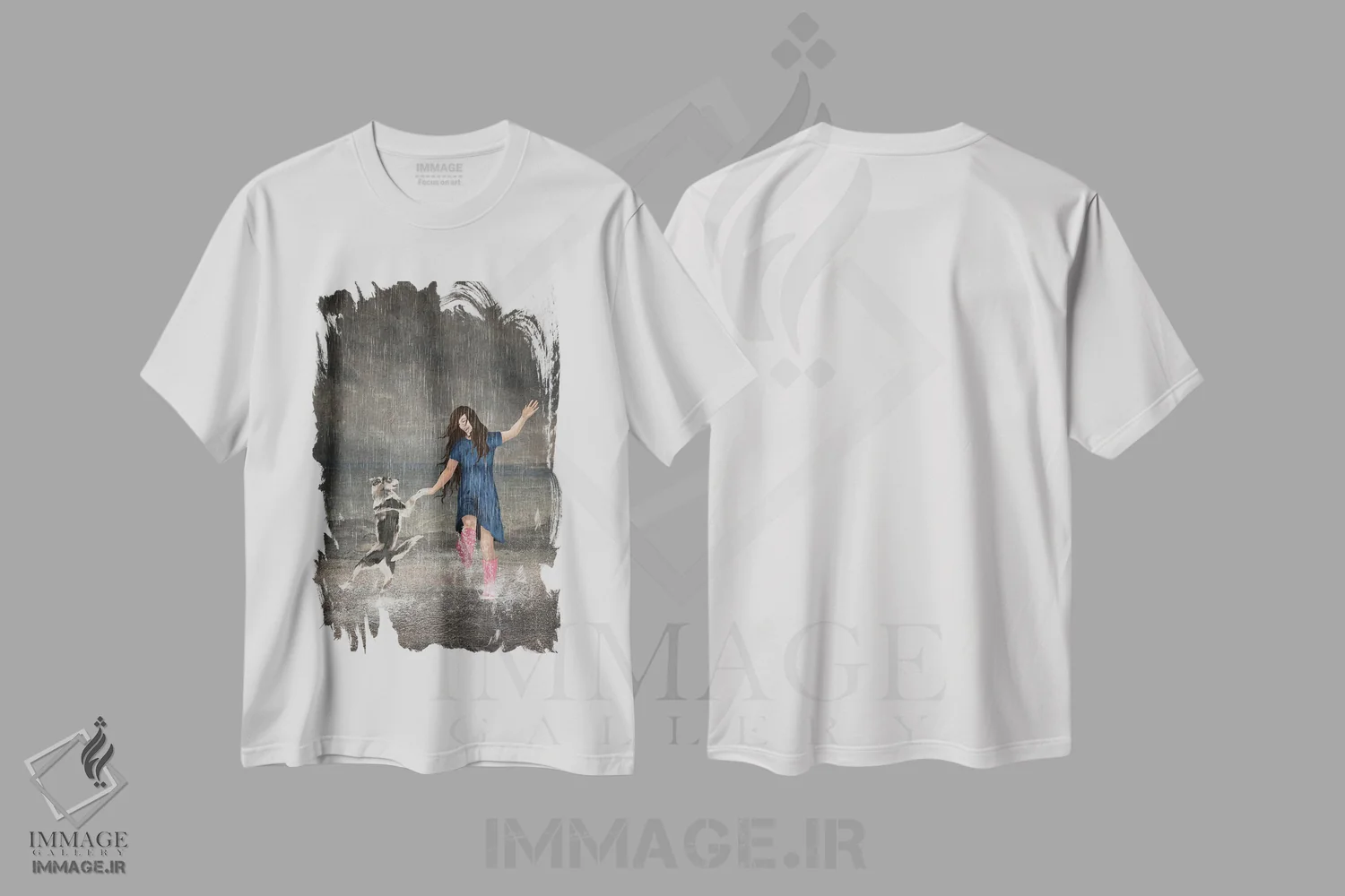 تیشرت سفید طرح دار – تیشرت طبیعت ,عشق به سرنوشت یا رقصیدن زیر باران اثر پائولا بل فلورس immage.ir