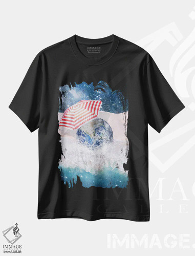 تیشرت مشکی طرح دار – تیشرت طبیعت ,رویای زمین اثر پائولا بل فلورس فروشگاه ایماژ