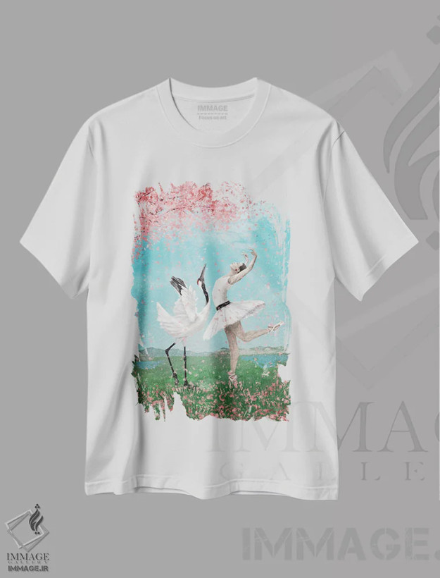 تیشرت سفید طرح دار – تیشرت هنری ,رقصیدن مثل هیچ کس دیگر اثر پائولا بل فلورس فروشگاه ایماژ