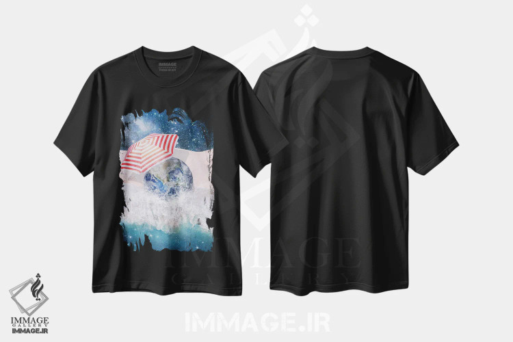 تیشرت مشکی طرح دار – تیشرت طبیعت ,رویای زمین اثر پائولا بل فلورس فروشگاه ایماژ