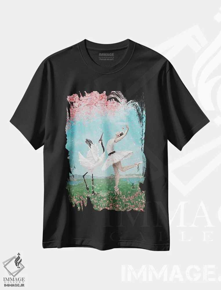تیشرت مشکی طرح دار – تیشرت هنری ,رقصیدن مثل هیچ کس دیگر اثر پائولا بل فلورس immage.ir
