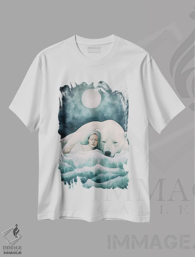 تیشرت سفید طرح دار – تیشرت فانتزی ,روزی روزگاری در زمستان اثر پائولا بل فلورس فروشگاه ایماژ