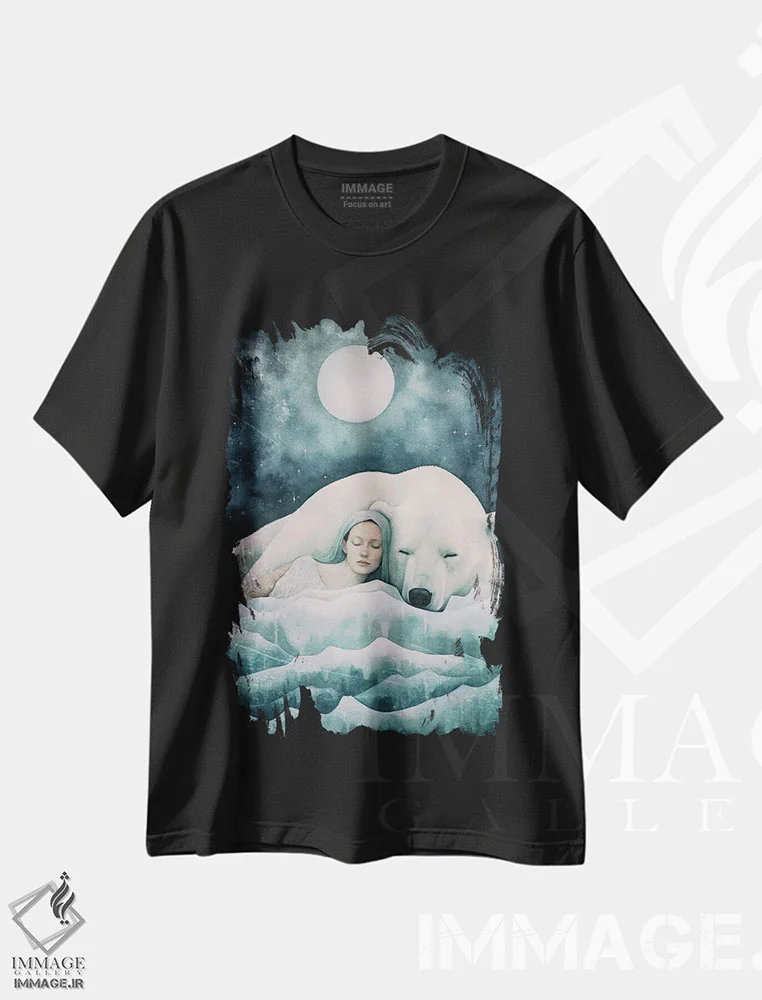 تیشرت مشکی طرح دار – تیشرت فانتزی ,روزی روزگاری در زمستان اثر پائولا بل فلورس immage.ir