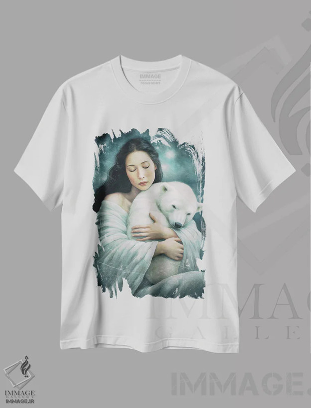 تیشرت سفید طرح دار – تیشرت طبیعت ,تو در امان هستی اثر پائولا بل فلورس فروشگاه ایماژ