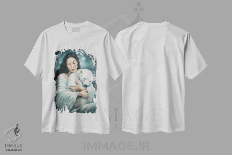 تیشرت سفید طرح دار – تیشرت طبیعت ,تو در امان هستی اثر پائولا بل فلورس فروشگاه ایماژ