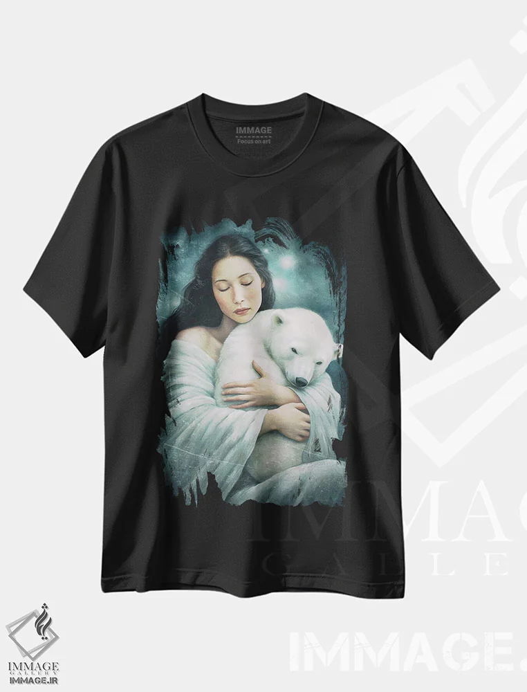 تیشرت مشکی طرح دار – تیشرت طبیعت ,تو در امان هستی اثر پائولا بل فلورس immage.ir