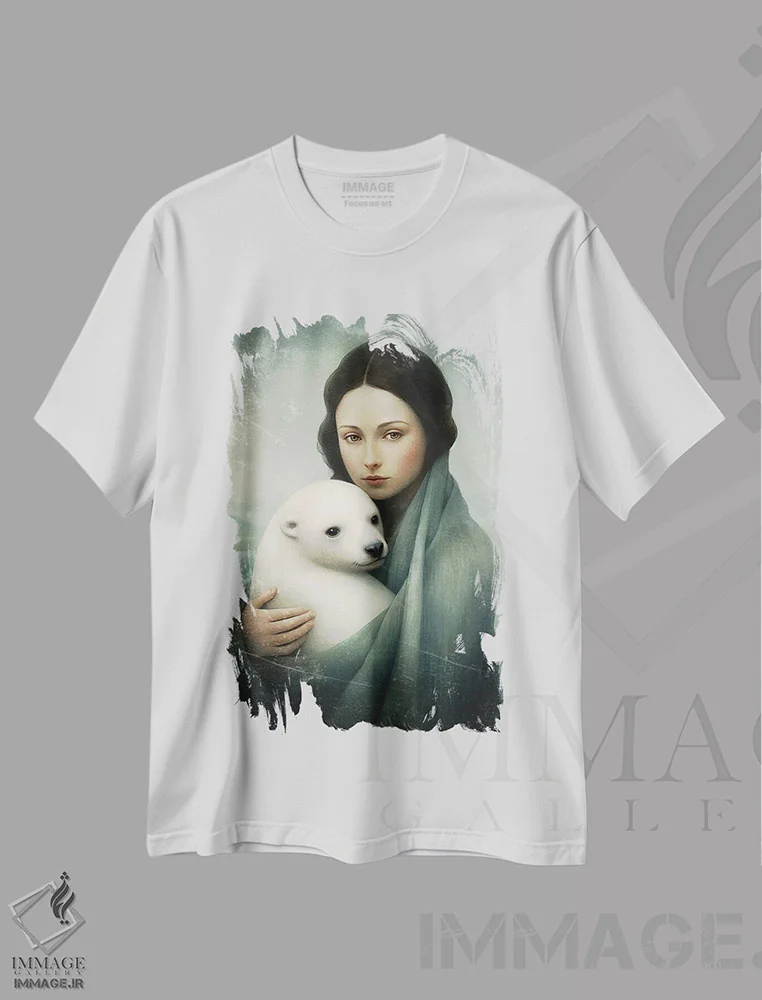 تیشرت سفید طرح دار – تیشرت فانتزی ,تو در امان هستی اثر پائولا بل فلورس immage.ir