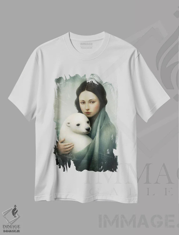 تیشرت سفید طرح دار – تیشرت فانتزی ,تو در امان هستی اثر پائولا بل فلورس immage.ir