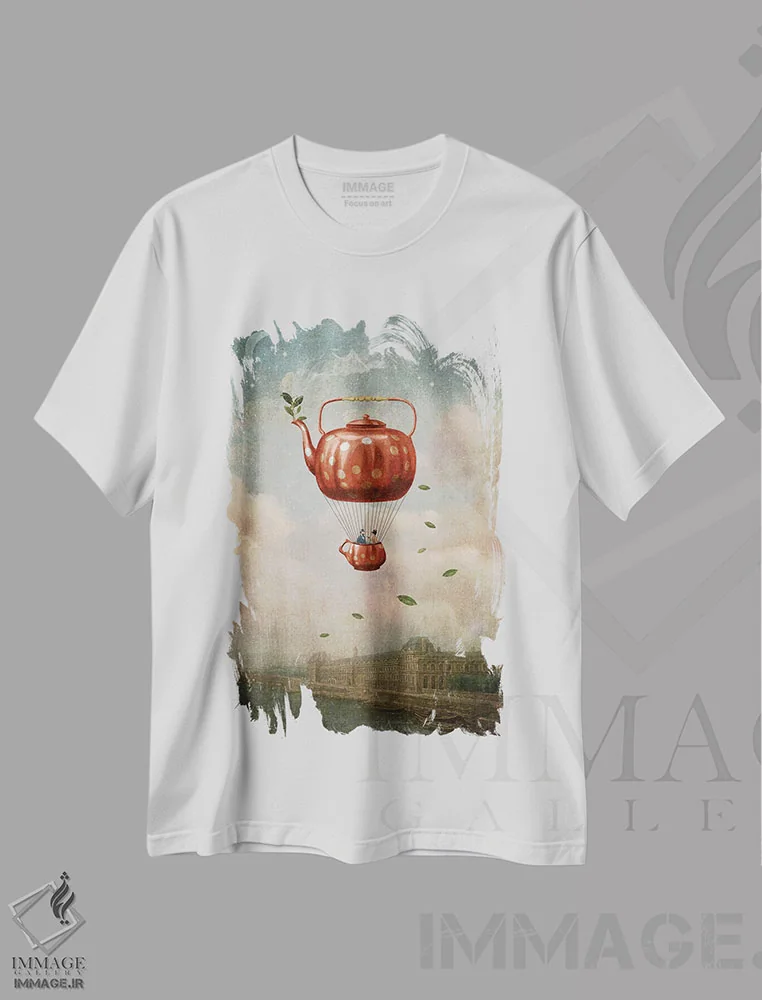 تیشرت سفید طرح دار – تیشرت هنری فانتزی ,چای صبحگاهی برای دو نفر اثر پائولا بل فلورس immage.ir