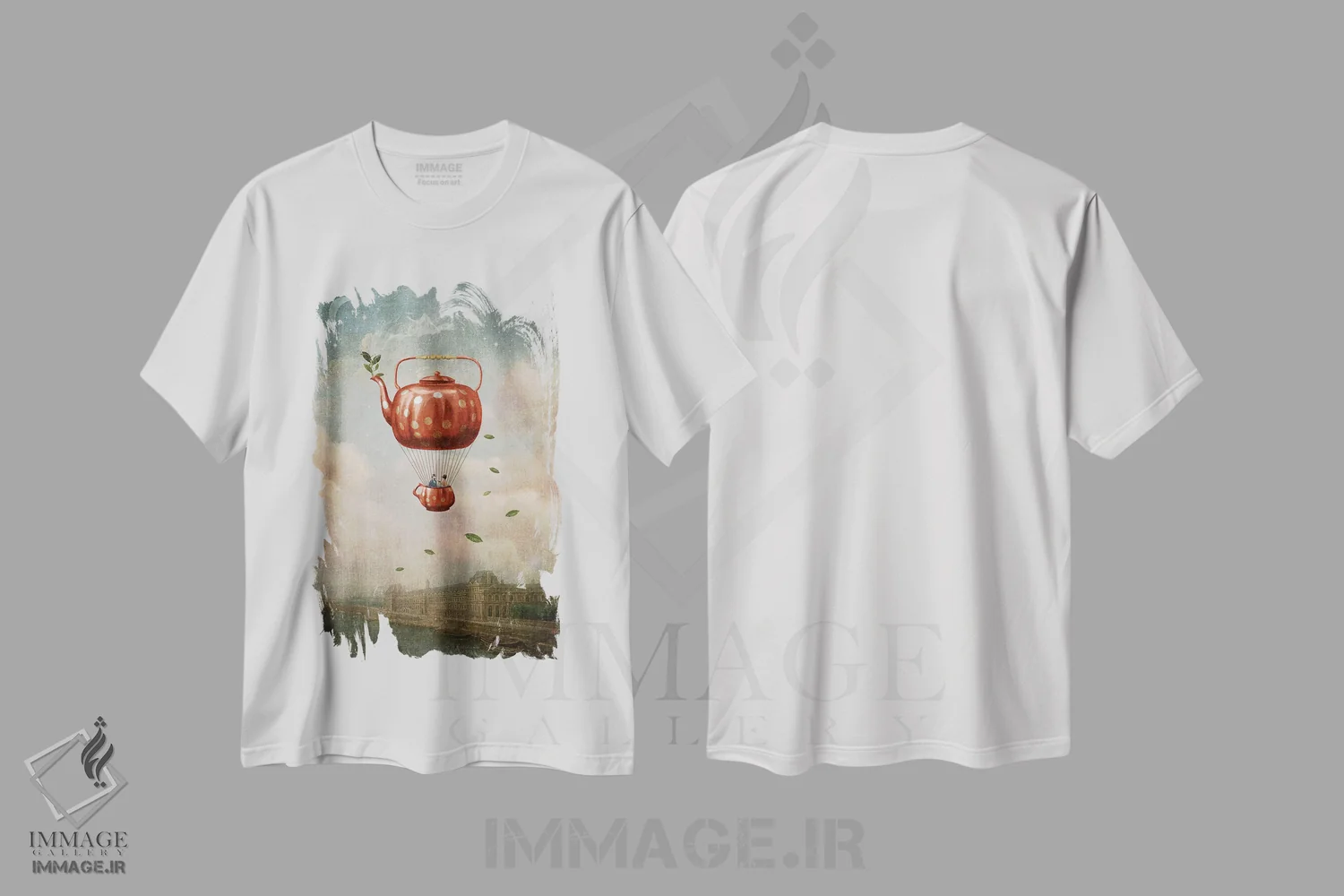 تیشرت سفید طرح دار – تیشرت هنری فانتزی ,چای صبحگاهی برای دو نفر اثر پائولا بل فلورس immage.ir