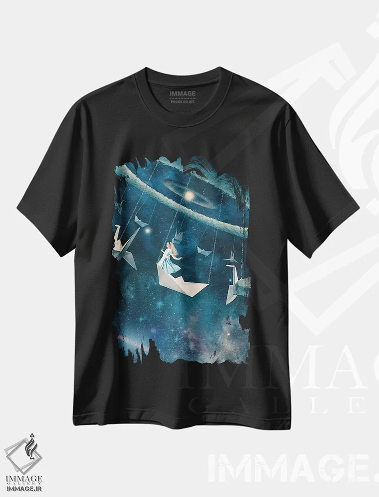 تیشرت مشکی طرح دار – تیشرت کودکانه ,تفریح تاب مورد علاقه من اثر پائولا بل فلورس فروشگاه ایماژ