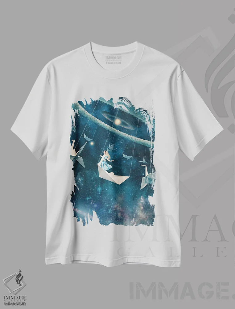 تیشرت سفید طرح دار – تیشرت کودکانه ,تفریح تاب مورد علاقه من اثر پائولا بل فلورس immage.ir