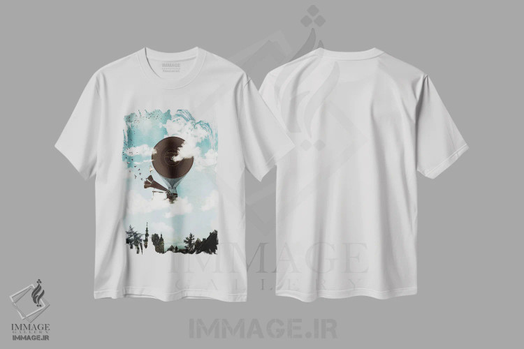 تیشرت سفید طرح دار – تیشرت موسیقی ,پرواز موسیقی اثر پائولا بل فلورس فروشگاه ایماژ