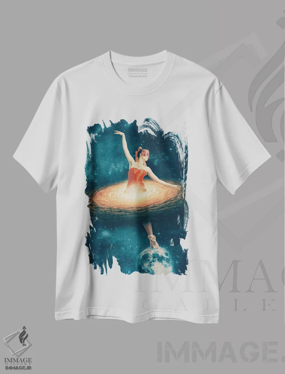 تیشرت سفید طرح دار – تیشرت هنری باله ,رقصنده برتر باله اثر پائولا بل فلورس فروشگاه ایماژ