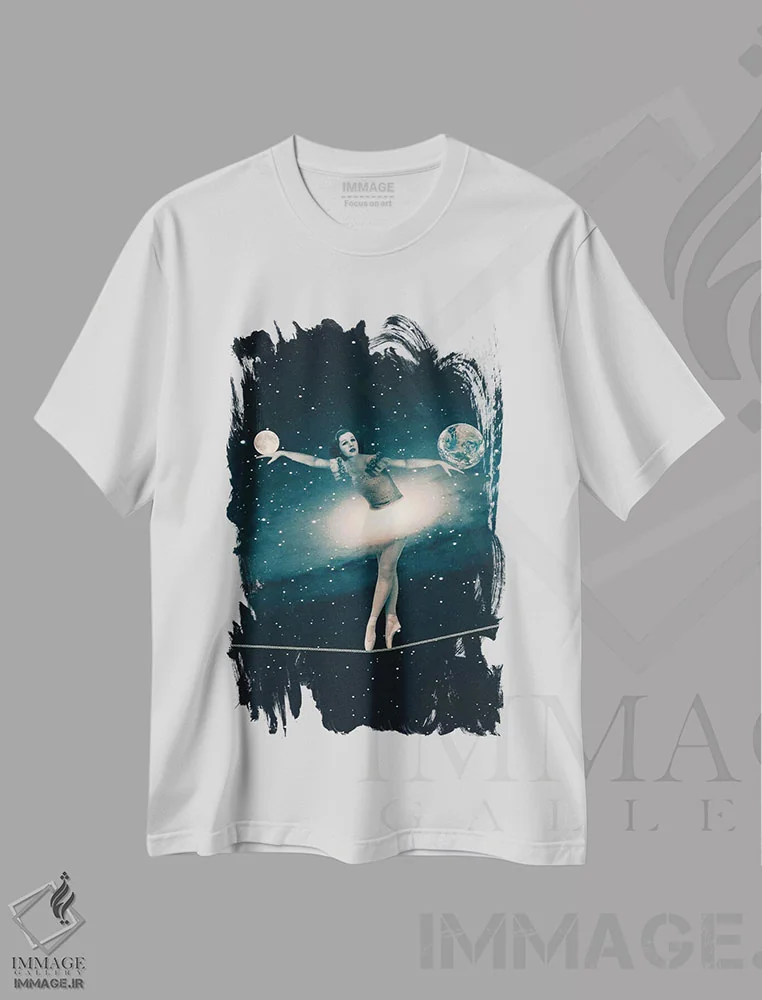 تیشرت سفید طرح دار – تیشرت فانتزی ,بازی کیهانی تعادل اثر پائولا بل فلورس immage.ir