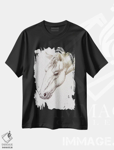 تیشرت مشکی طرح دار – تیشرت طبیعت ,اسب اهل فکر II اثر پائولا بل فلورس فروشگاه ایماژ