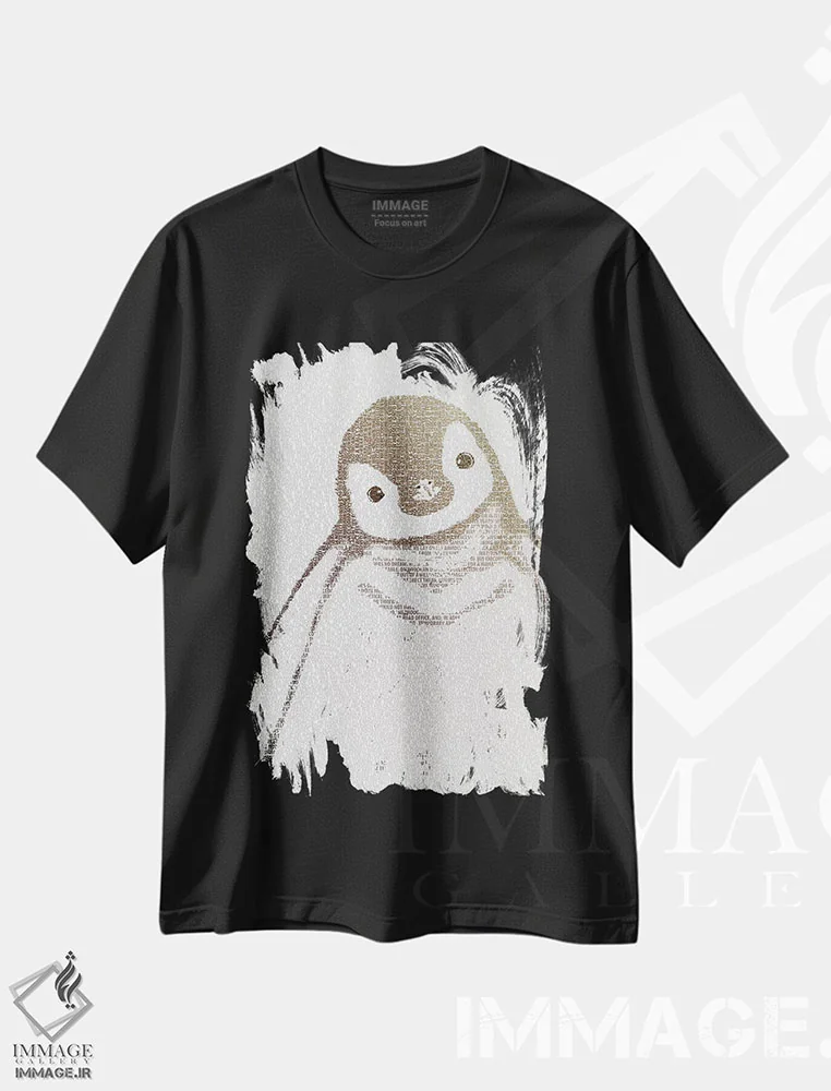 تیشرت مشکی طرح دار – تیشرت طبیعت ,پنگوئن اهل فکر II اثر پائولا بل فلورس فروشگاه ایماژ
