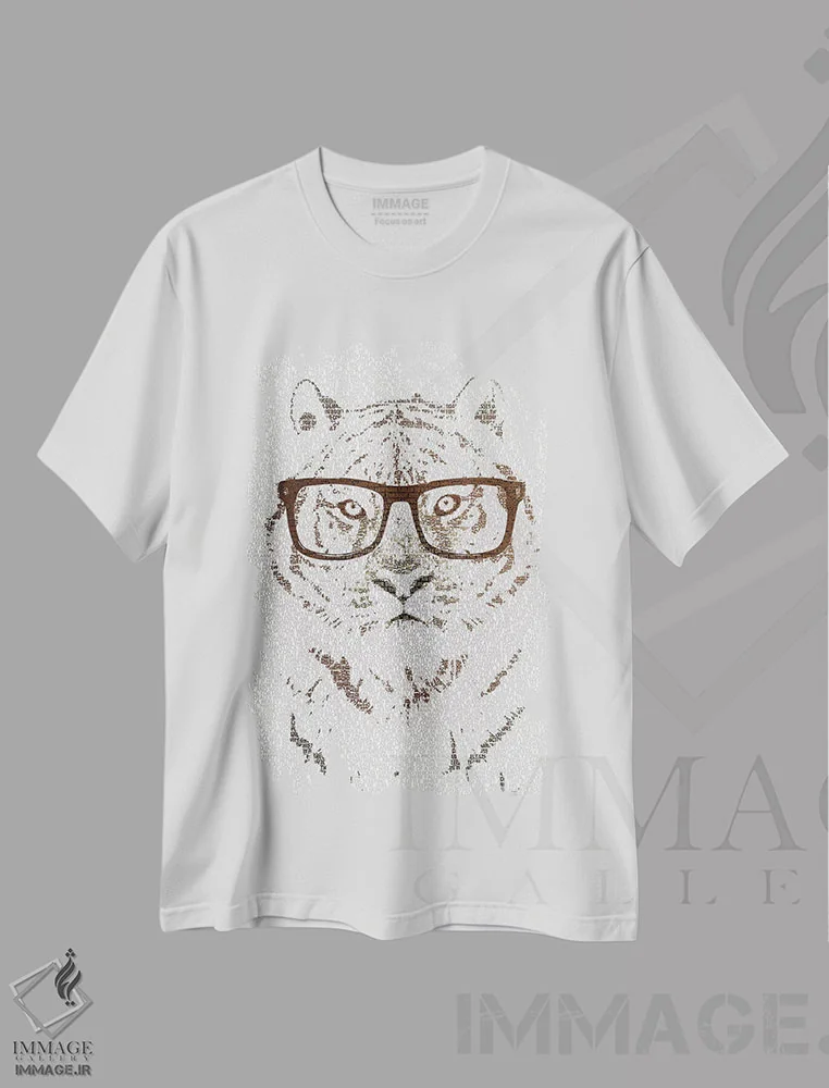 تیشرت سفید طرح دار – تیشرت اسپرت ,ببر اهل فکر نسخه هیپستر اثر پائولا بل فلورس فروشگاه ایماژ
