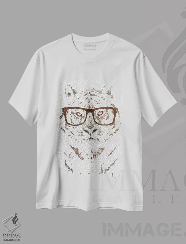 تیشرت سفید طرح دار – تیشرت اسپرت ,ببر اهل فکر نسخه هیپستر اثر پائولا بل فلورس فروشگاه ایماژ
