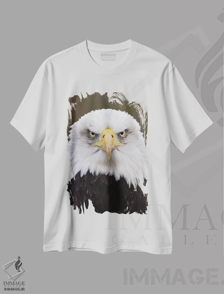 تیشرت سفید طرح دار – تیشرت حیوانات ,عقاب اثر پاتریک ون بکم immage.ir