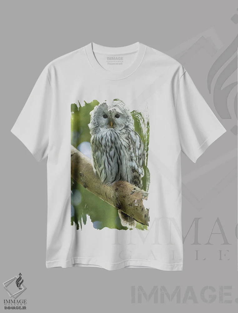 تیشرت سفید طرح دار – تیشرت حیوانات ,جغد اثر پاتریک ون بکم فروشگاه ایماژ