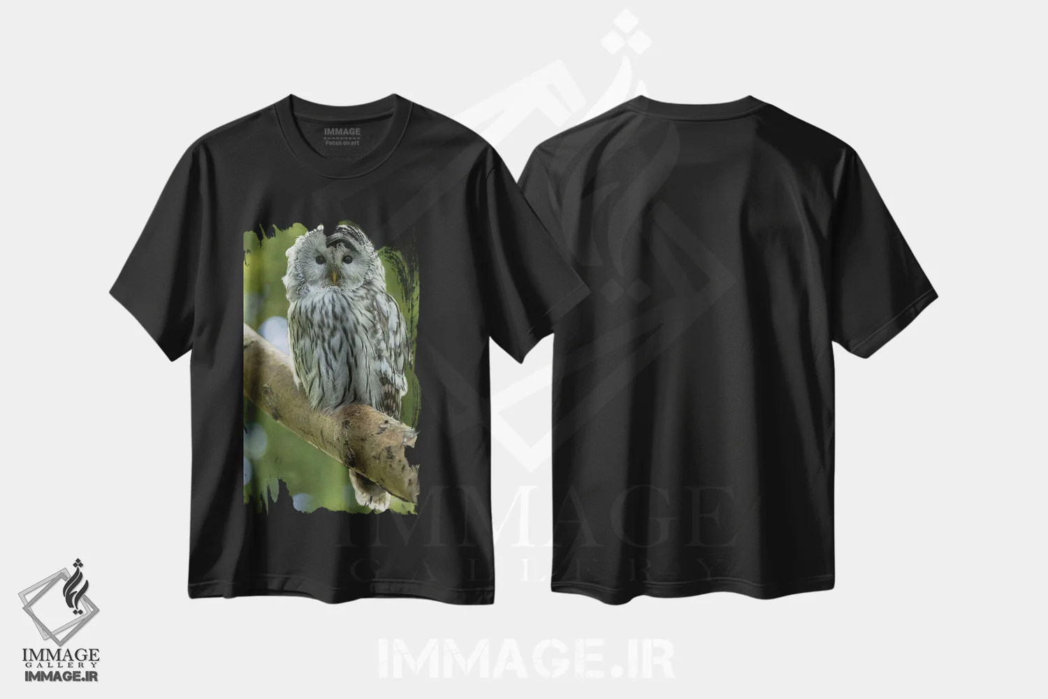 تیشرت مشکی طرح دار – تیشرت حیوانات ,جغد اثر پاتریک ون بکم immage.ir
