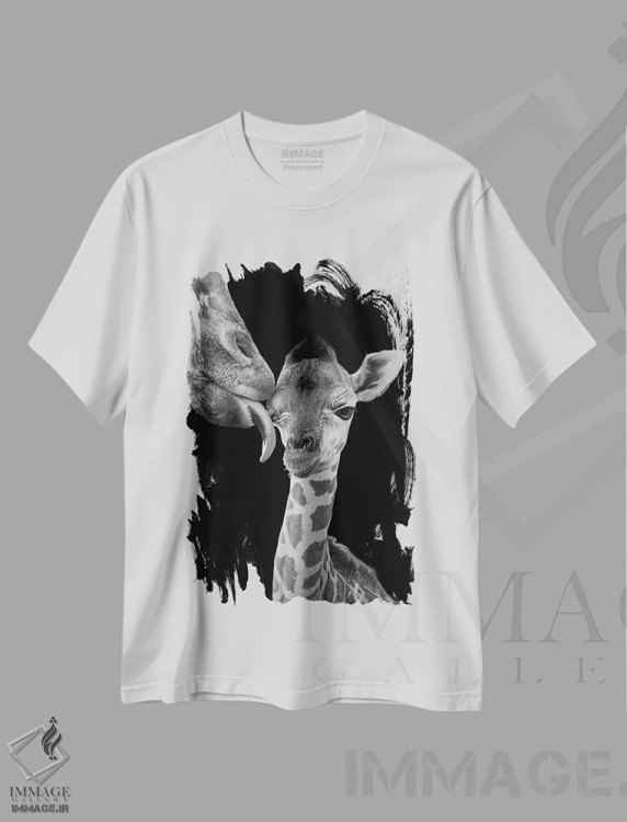 تیشرت سفید طرح دار – تیشرت حیوانات ,زمان تمیزکاری نوزاد تازه متولد شده اثر پاتریک ون بکم فروشگاه ایماژ