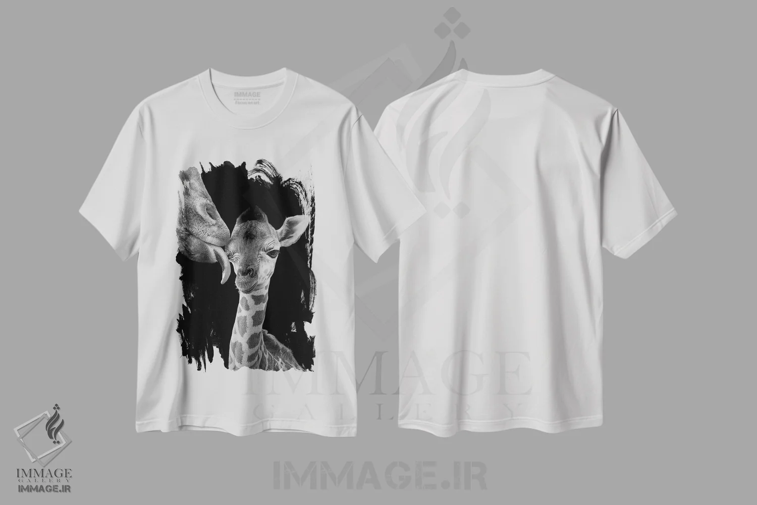 تیشرت سفید طرح دار – تیشرت حیوانات ,زمان تمیزکاری نوزاد تازه متولد شده اثر پاتریک ون بکم فروشگاه ایماژ