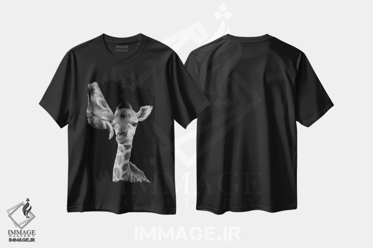 تیشرت مشکی طرح دار – تیشرت حیوانات ,زمان تمیزکاری نوزاد تازه متولد شده اثر پاتریک ون بکم immage.ir
