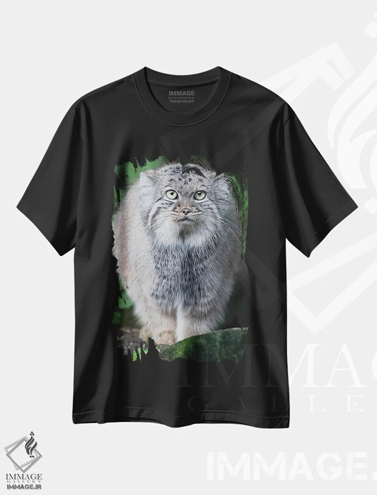 تیشرت مشکی طرح دار – تیشرت گربه ,مسابقه خیره شدن با گربه پالاس اثر پاتریک ون بکم immage.ir