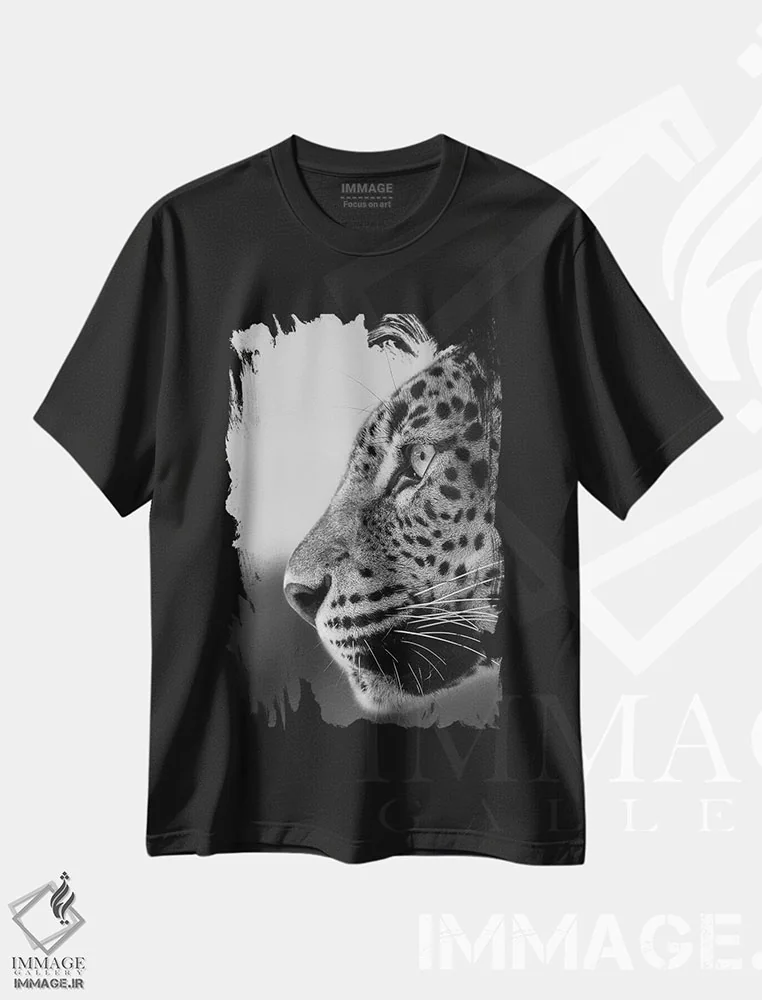تیشرت مشکی طرح دار – تیشرت پلنگ سیاه و سفید ,به دوردست اثر پاتریک ون بکم immage.ir