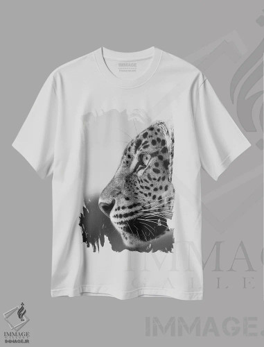 تیشرت سفید طرح دار – تیشرت پلنگ سیاه و سفید ,به دوردست اثر پاتریک ون بکم فروشگاه ایماژ
