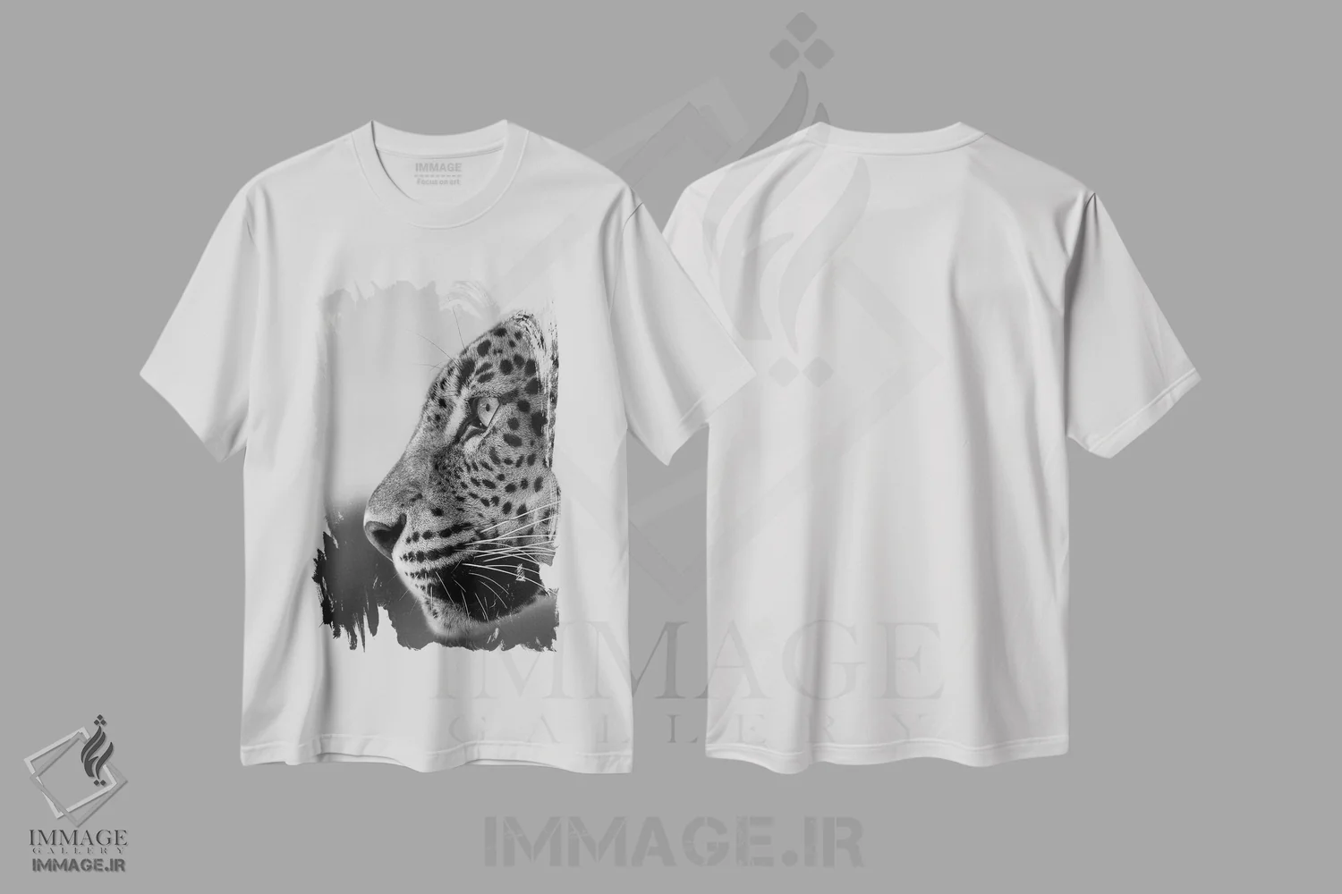 تیشرت سفید طرح دار – تیشرت پلنگ سیاه و سفید ,به دوردست اثر پاتریک ون بکم فروشگاه ایماژ