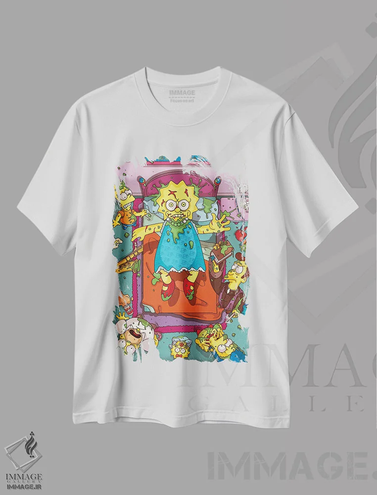 تیشرت سفید طرح دار – تیشرت گرافیکی ,اثر پی بی ماهونی آرت immage.ir