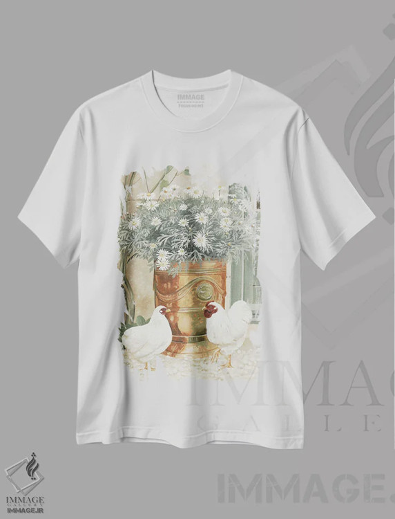 تیشرت سفید طرح دار – تیشرت طبیعت روستایی ,آنتمیس اثر پُل برنارد روسل فروشگاه ایماژ