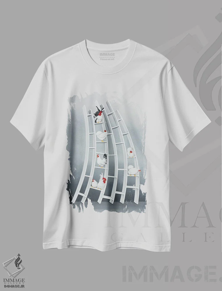 تیشرت سفید طرح دار – تیشرت سورئال ,نگهدارنده پر اثر پُل برنارد روسل immage.ir
