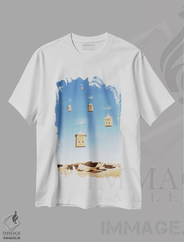 تیشرت سفید طرح دار – تیشرت فانتزی ,با هر بادی می کارم اثر پُل برنارد روسل فروشگاه ایماژ