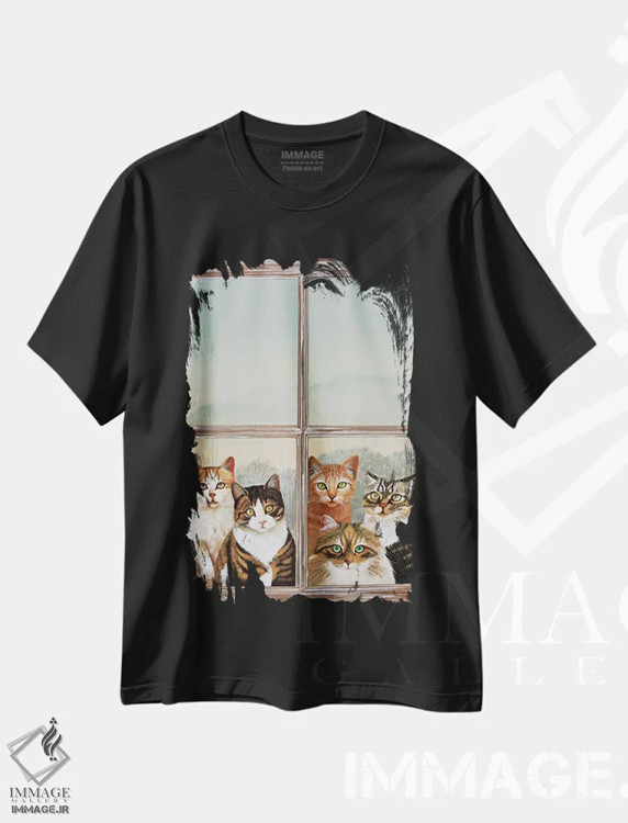 تیشرت مشکی طرح دار – تیشرت فانتزی ,بازدیدکنندگان اثر پُل برنارد روسل فروشگاه ایماژ